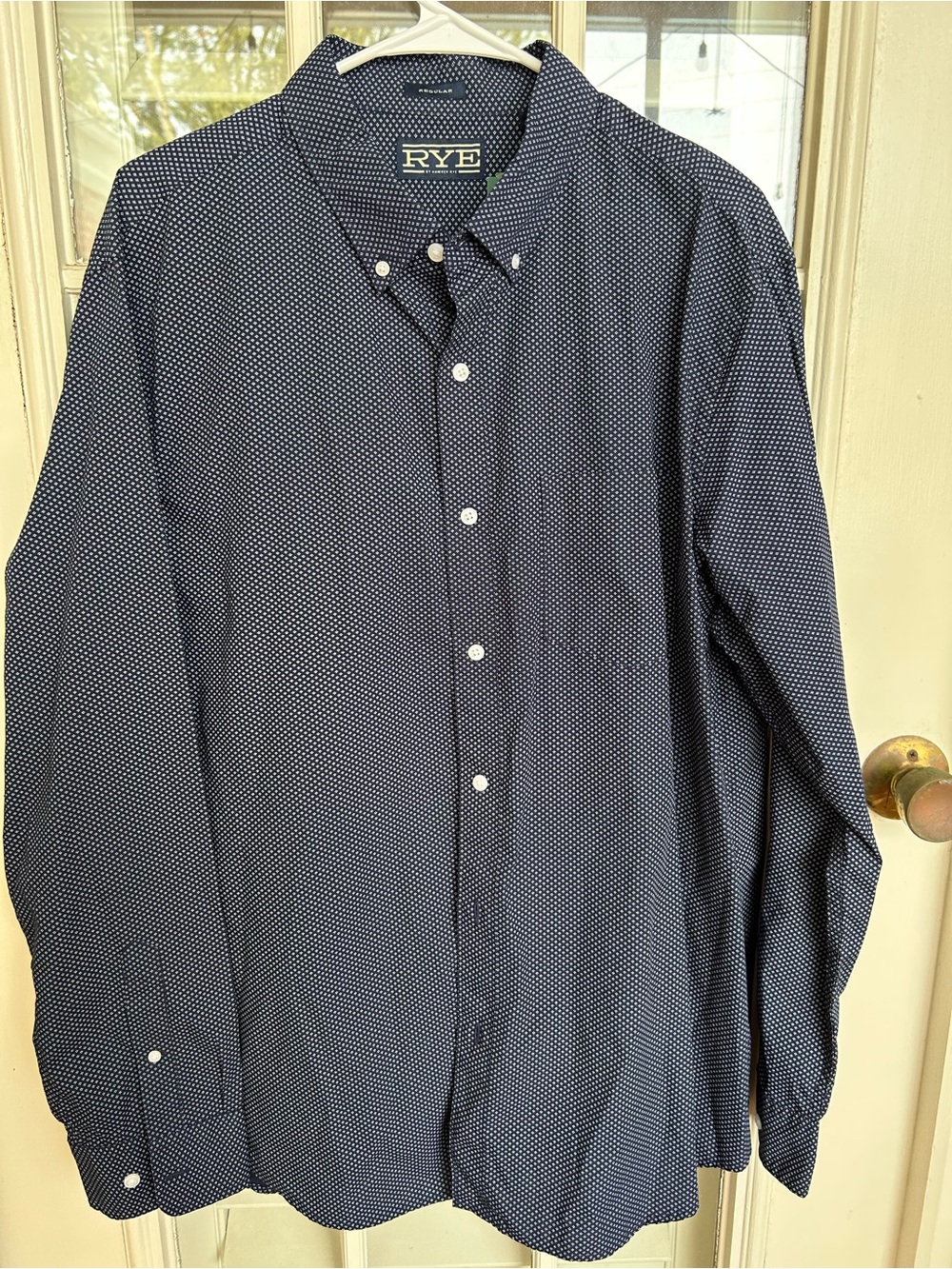 RYE Men's Navy Micro-Dot Button-Down Shirt